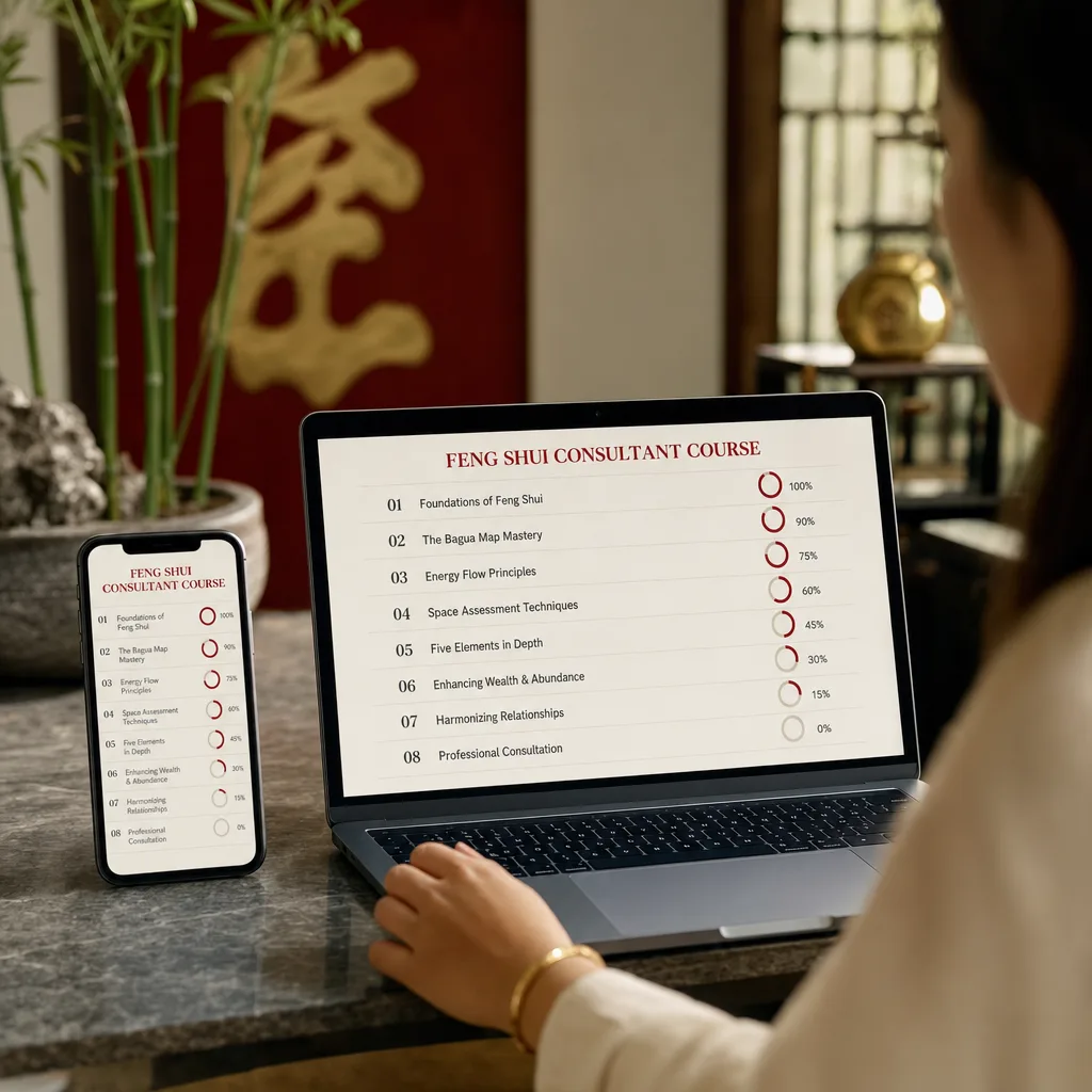 The complete course: 8 modules and 42 lessons in the Harmonia platform