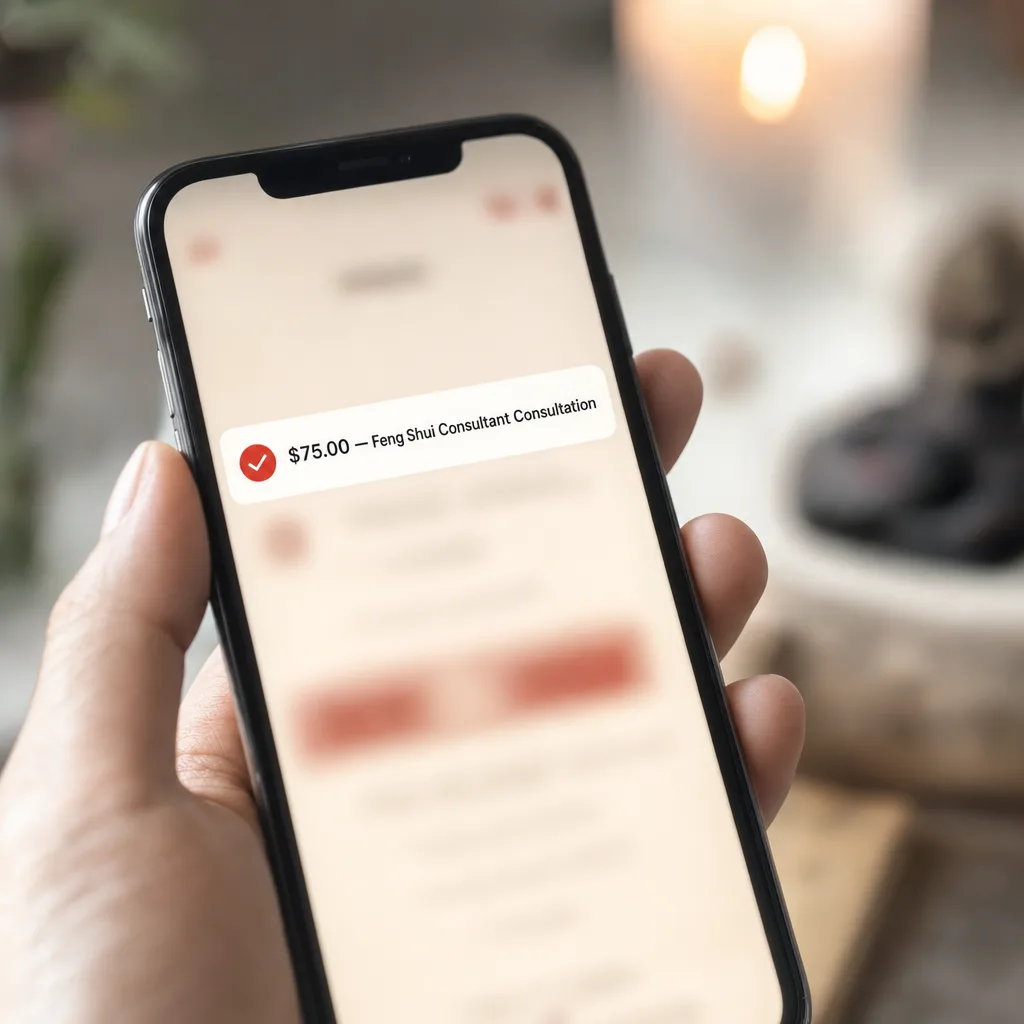 Your first paid session: payment received on the reader's phone